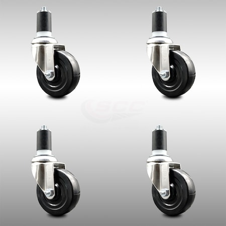 Service Caster 4 Inch 316SS Hard Rubber Wheel Swivel 1-5/8 Inch Expanding Stem Caster Set SCC SCC-SS316EX20S414-HRS-158-4